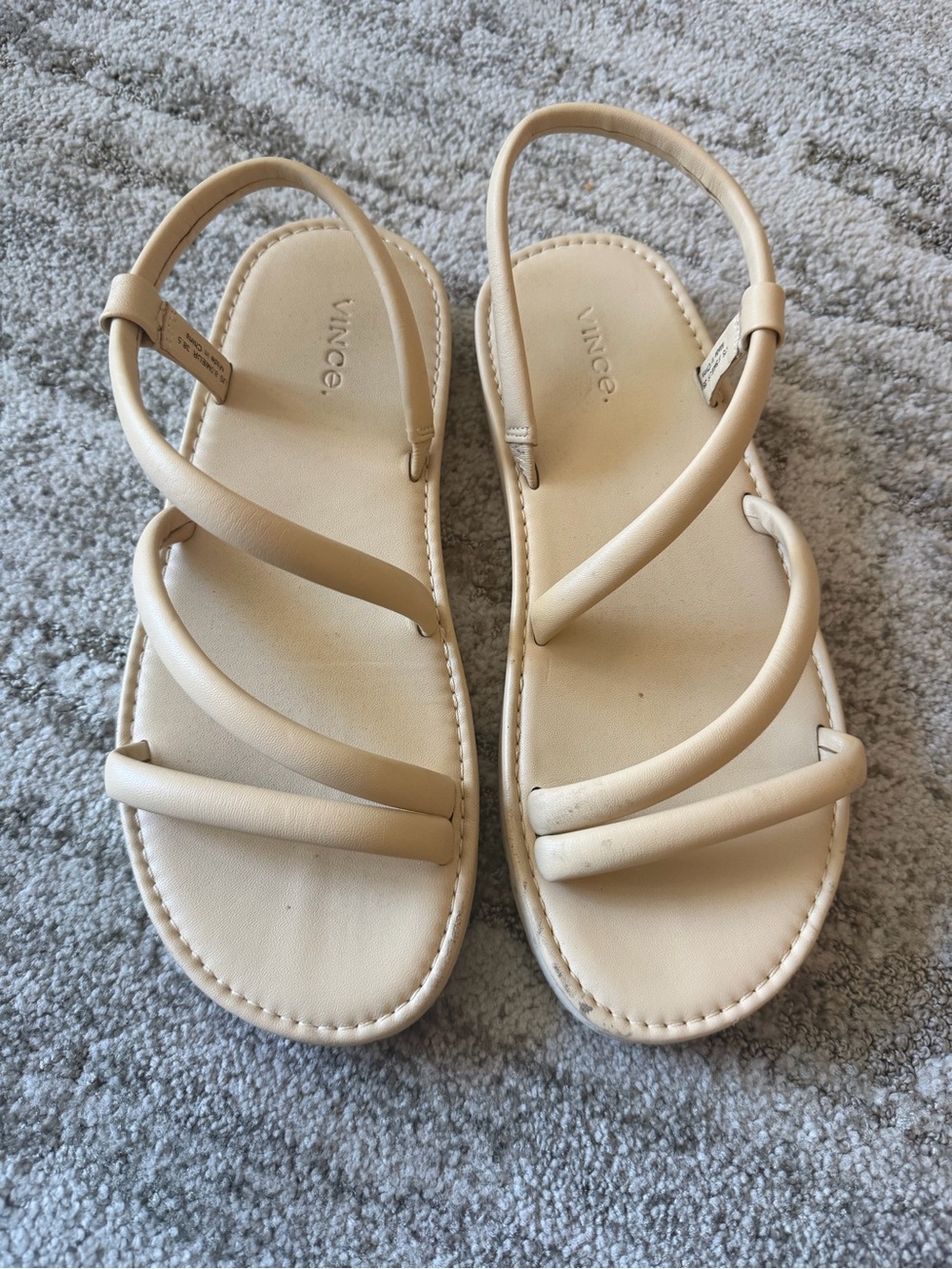 Vince Neutral Strappy Slingback Sandals - Light Beige